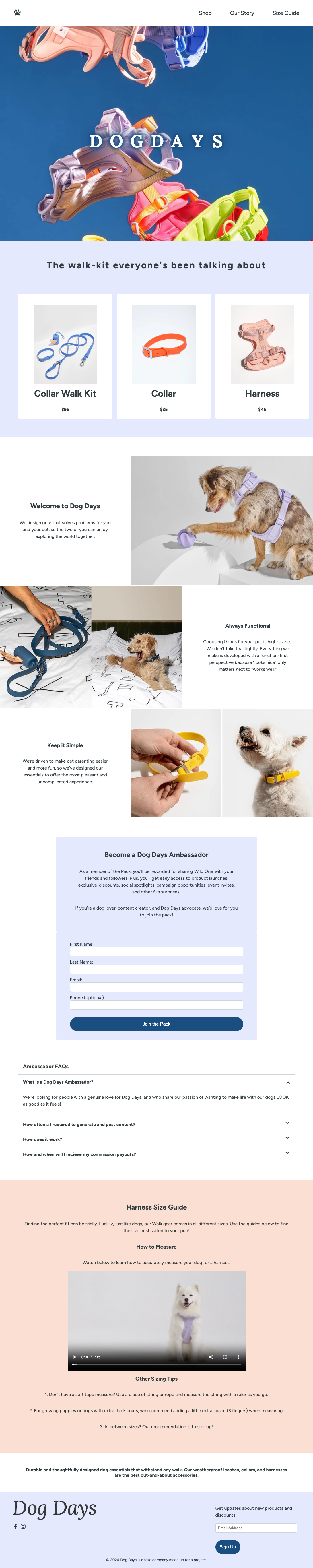 Dog Days project website screenshot